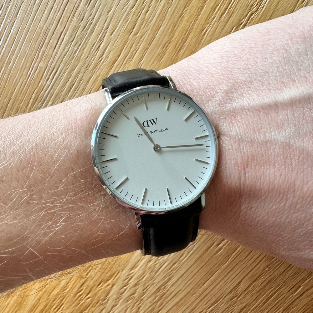 Daniel Wellington Black Leather Watch with White Dial